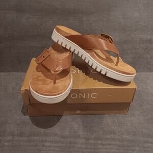 Vionic Women's Uptown Marin Flip-Flop, Tan Leather, 9 M